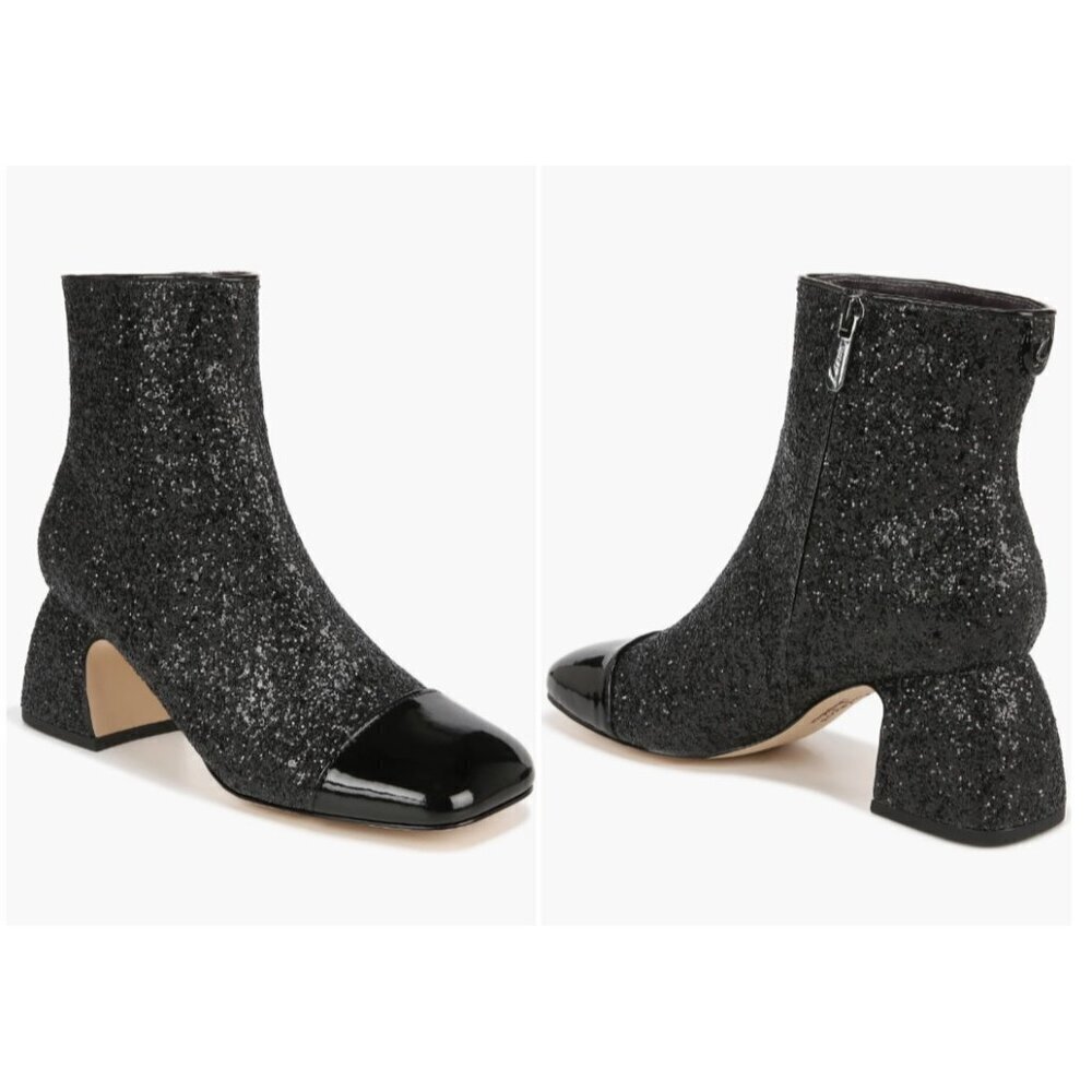 Circus NY by Sam Edelman Women's Black Glitter Osten Cap Toe Boot Size